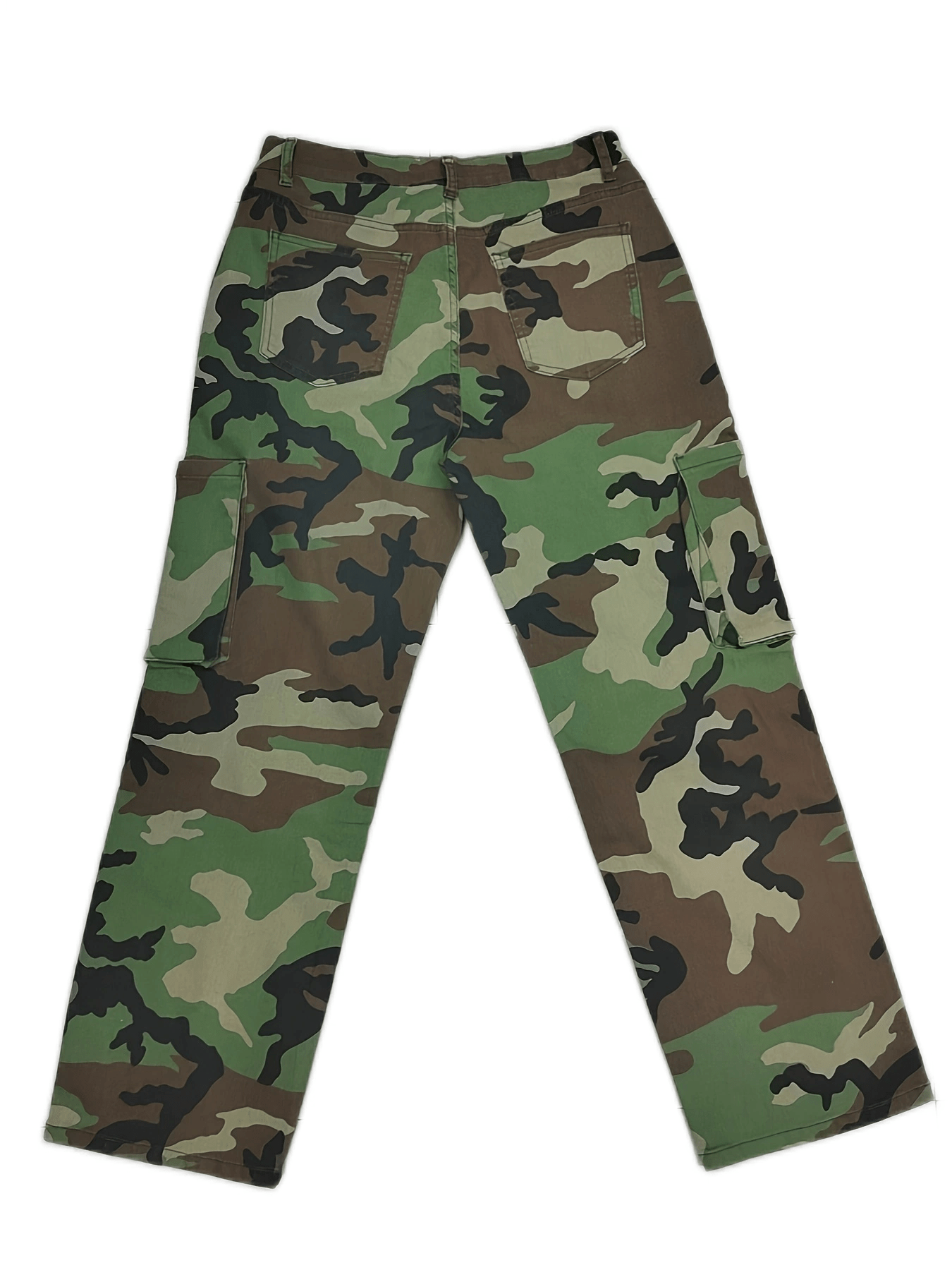 Camo Print High Stretch Cargo Jeans With Pockets
