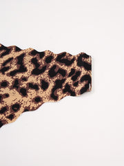 6pcs Leopard Thongs Scallop Trim Seamless & Comfy Stretchy Intimates Panties
