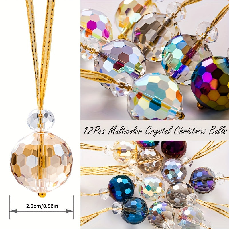 12pcs 22mm Iridescent Ball Bead Pendant Christmas Tree Crystal Ball