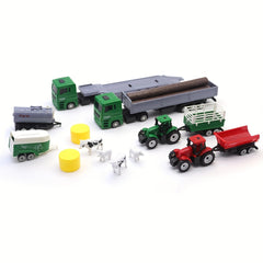 DIY Farm Toy Set 19pcs Plastic Animal Statue And Farmer Car Toy Set