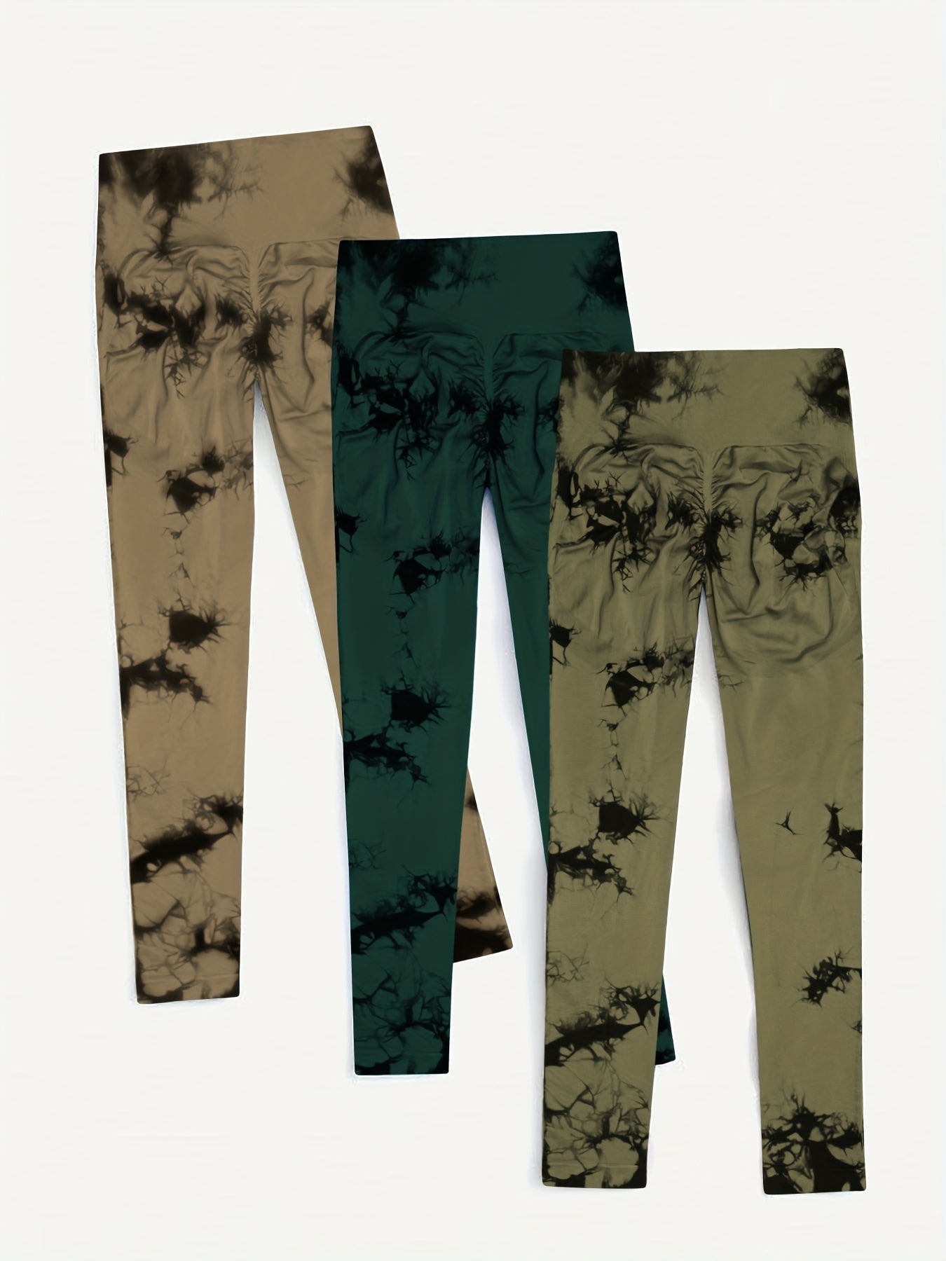 3pc Seamless Yoga Leggings High Waist Slimming Fitness Sports Pants