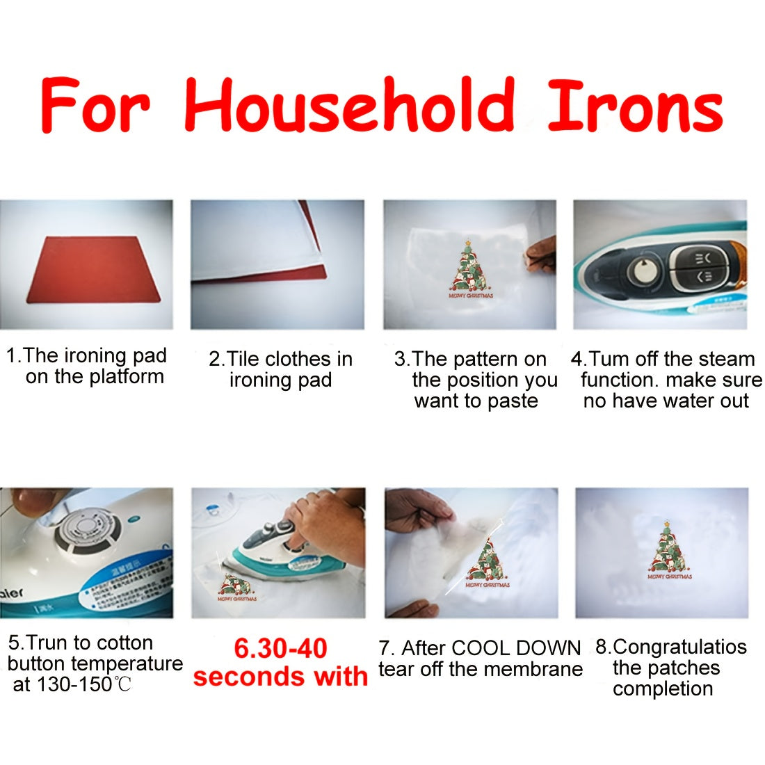 Christmas Cat Iron On Decals For Clothing HTV Heat Transfer Stickers