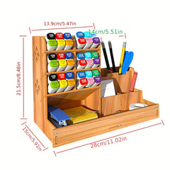 Desktop Wood Bookshelf File Organizer DIY Pen Holder