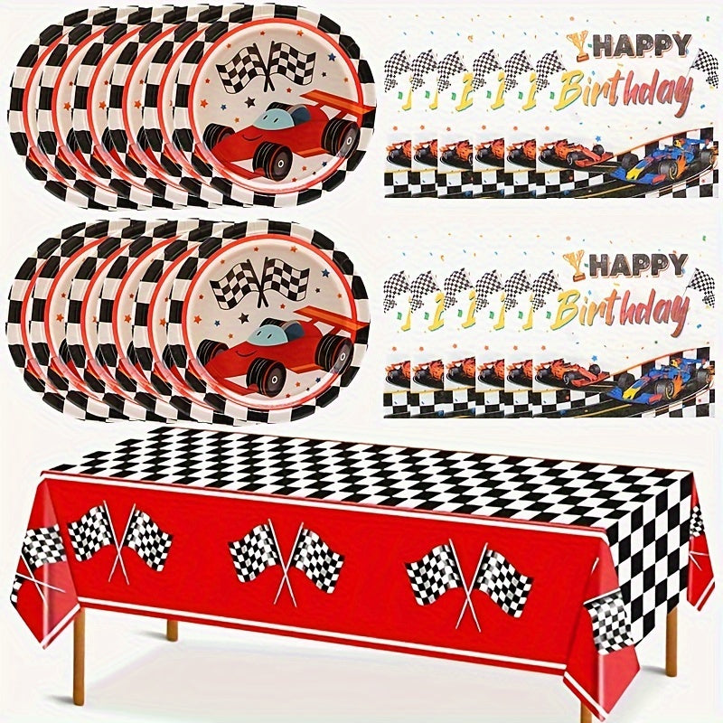 41pcs Race Car Party Plates & Napkins Set Race Track Party Supplies