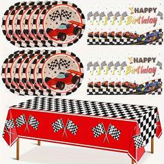 41pcs Race Car Party Plates & Napkins Set Race Track Party Supplies