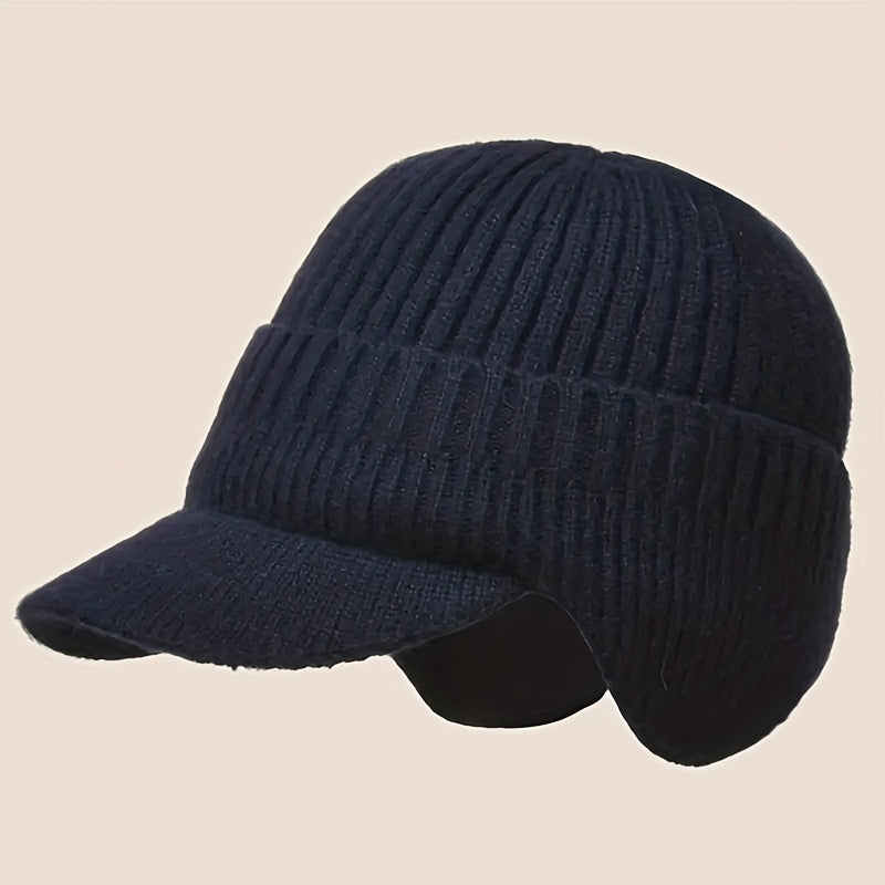 Knitted Winter Hat with Earmuffs for Warmth