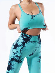 Tie Dye Sports Set Top & Yoga Pant Sporty Suit
