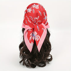 Red Flower Print Bandana Classic Square Scarf Neckerchief Hair Wrap
