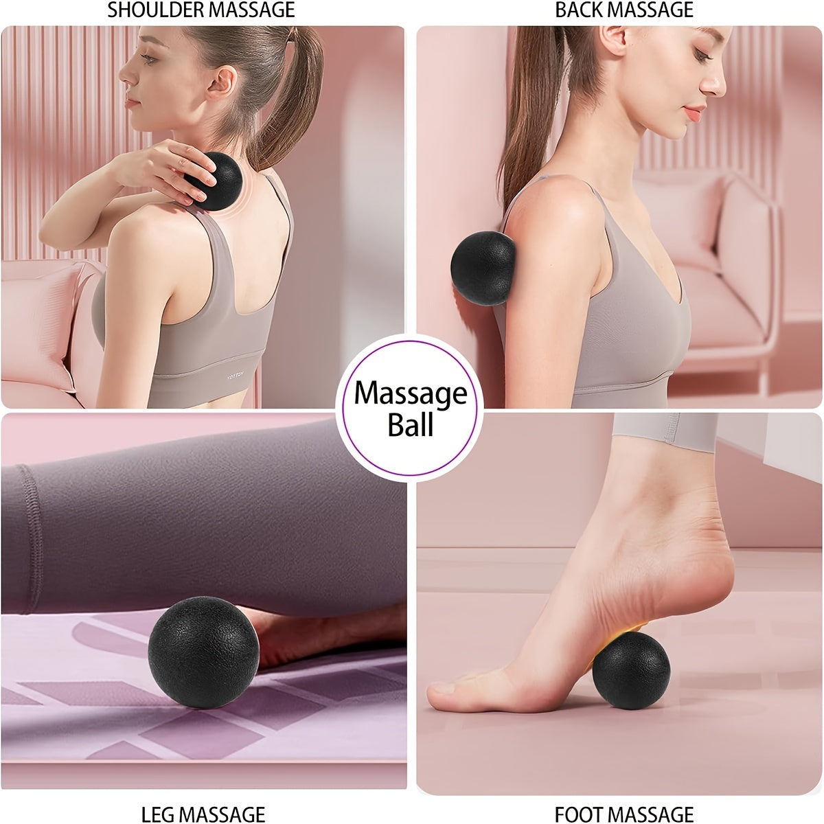 5pcs Yoga Set: Roller, Massage Balls, Resistance Bands, Storage Bag