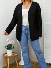 Solid Open Front Cardigan - Long Sleeve