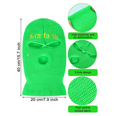 3 Holes Letter Embroidered Knit Cap Wool Ear Protection Riding Cap