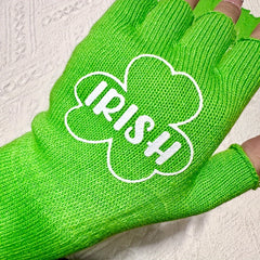 Green Four Leaf Clover Half Finger Outdoor Sports Gloves