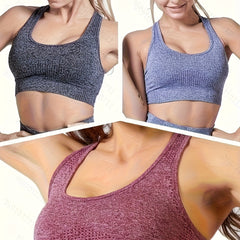 3Pcs Racer Back Sports Bra High Stretch Fitness Top