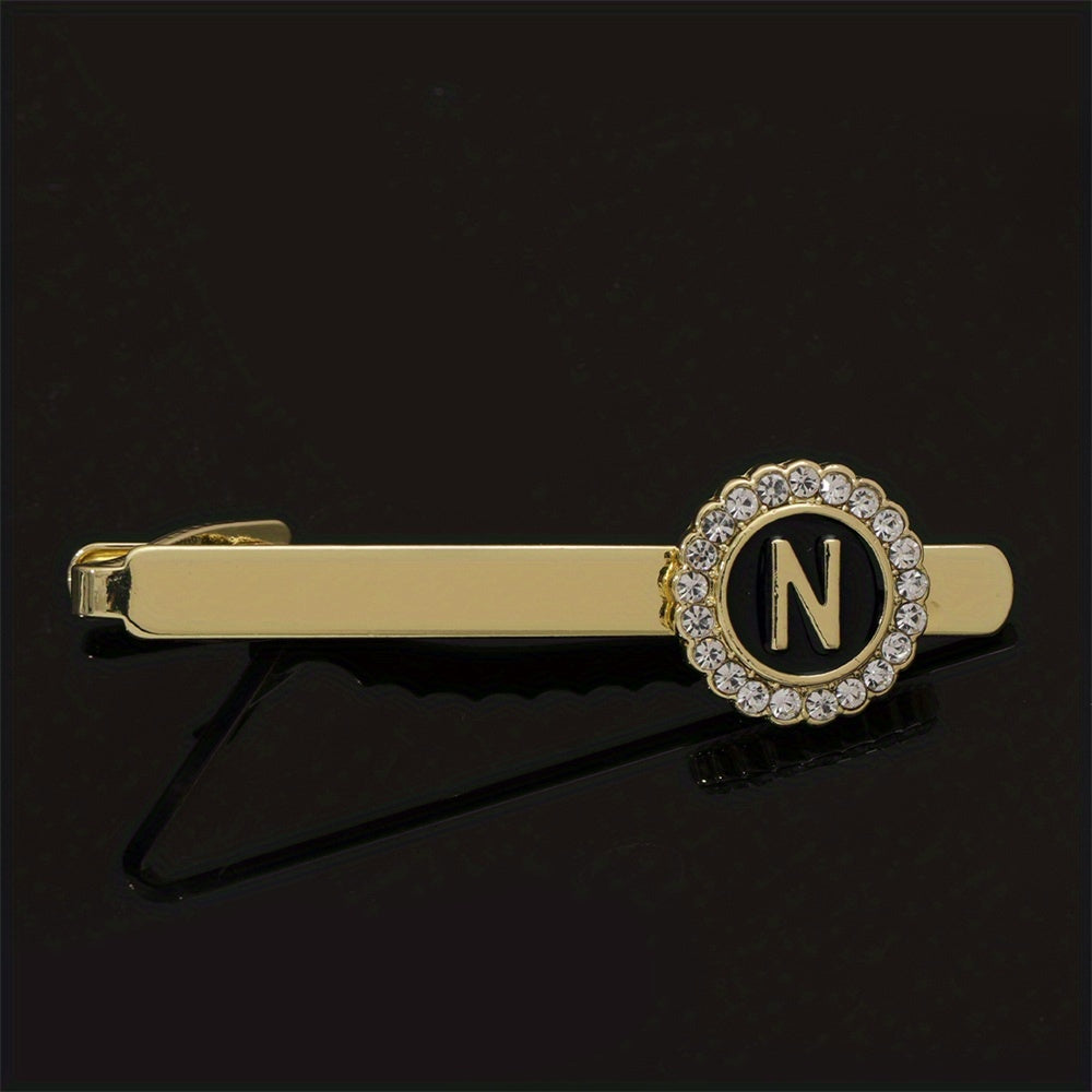 Men's Tie Clip Rhinestone Initial Letter Tie Clips Wedding Business
