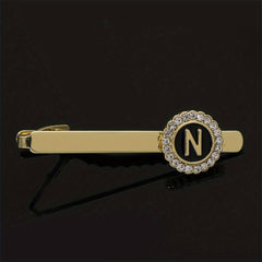 Men's Tie Clip Rhinestone Initial Letter Tie Clips Wedding Business