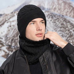 Winter Ear Protection Hat Scarf Fleece Knitted Suit Snow Weather Warm