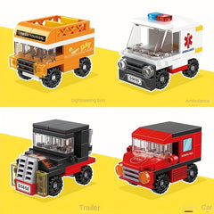 Building Block Assembly Set with Model Cars for Ages 6+