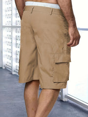 Men's Casual Zipper Cargo Short Pants Flap Pocket Loose Shorts