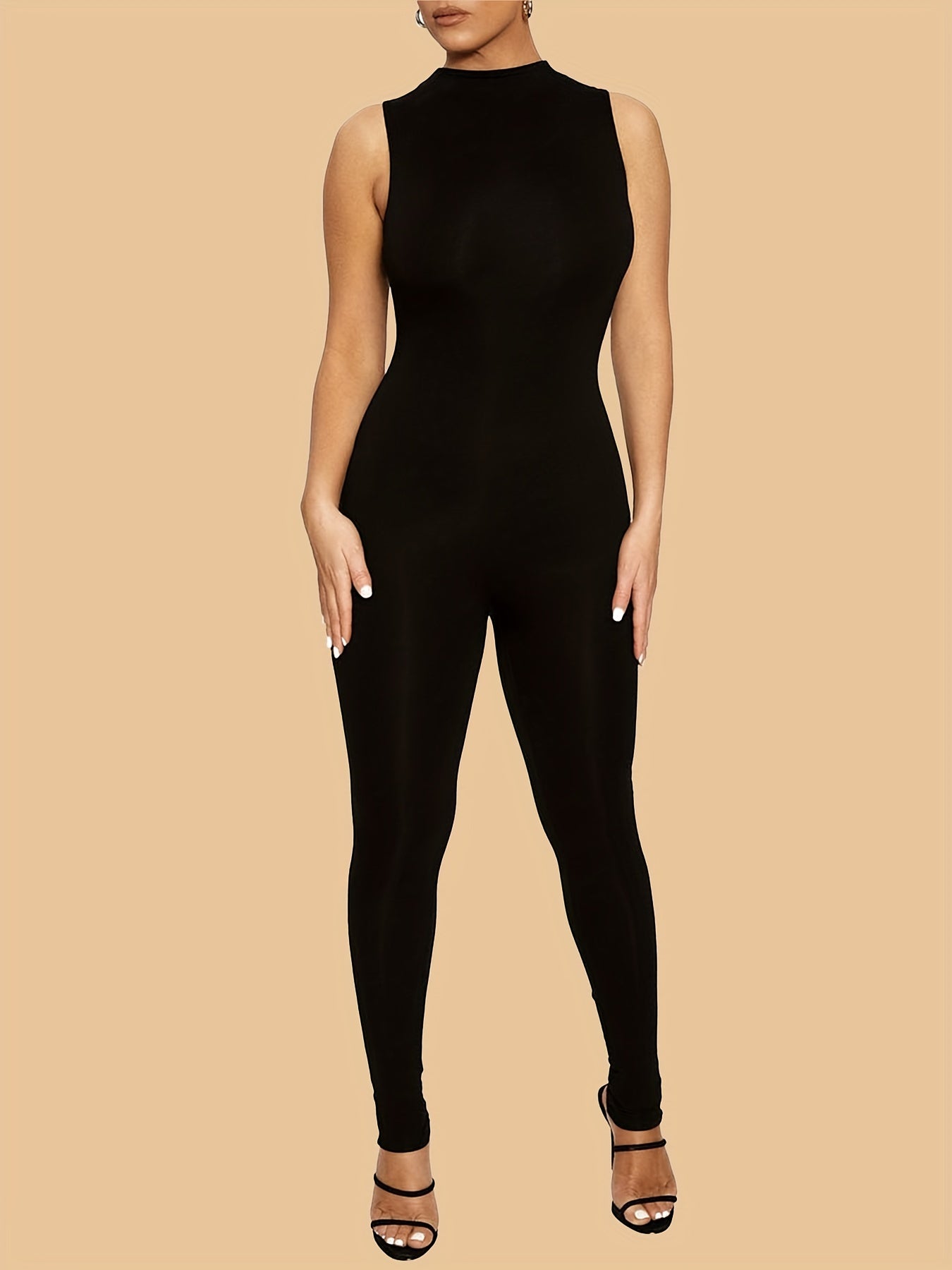 Sleeveless Mock Neck Jumpsuit for Women