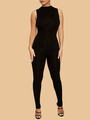 Sleeveless Mock Neck Jumpsuit for Women