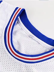 Men's Embroidered Basketball Jersey Stretch Crew Neck Sports Uniform Sleeveless