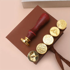 Brown Wax Seal Set European Retro Alloy Head DIY 1 Wax Seal 5 Copper Heads