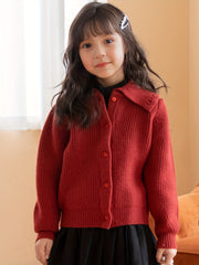 Girls Comfy Button Front Collar Long Sleeve Knit Outerwear Cardigan
