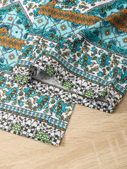Girls Ethnic Pattern Asymmetric Cami Top & Pants Set for Vacation Outfit