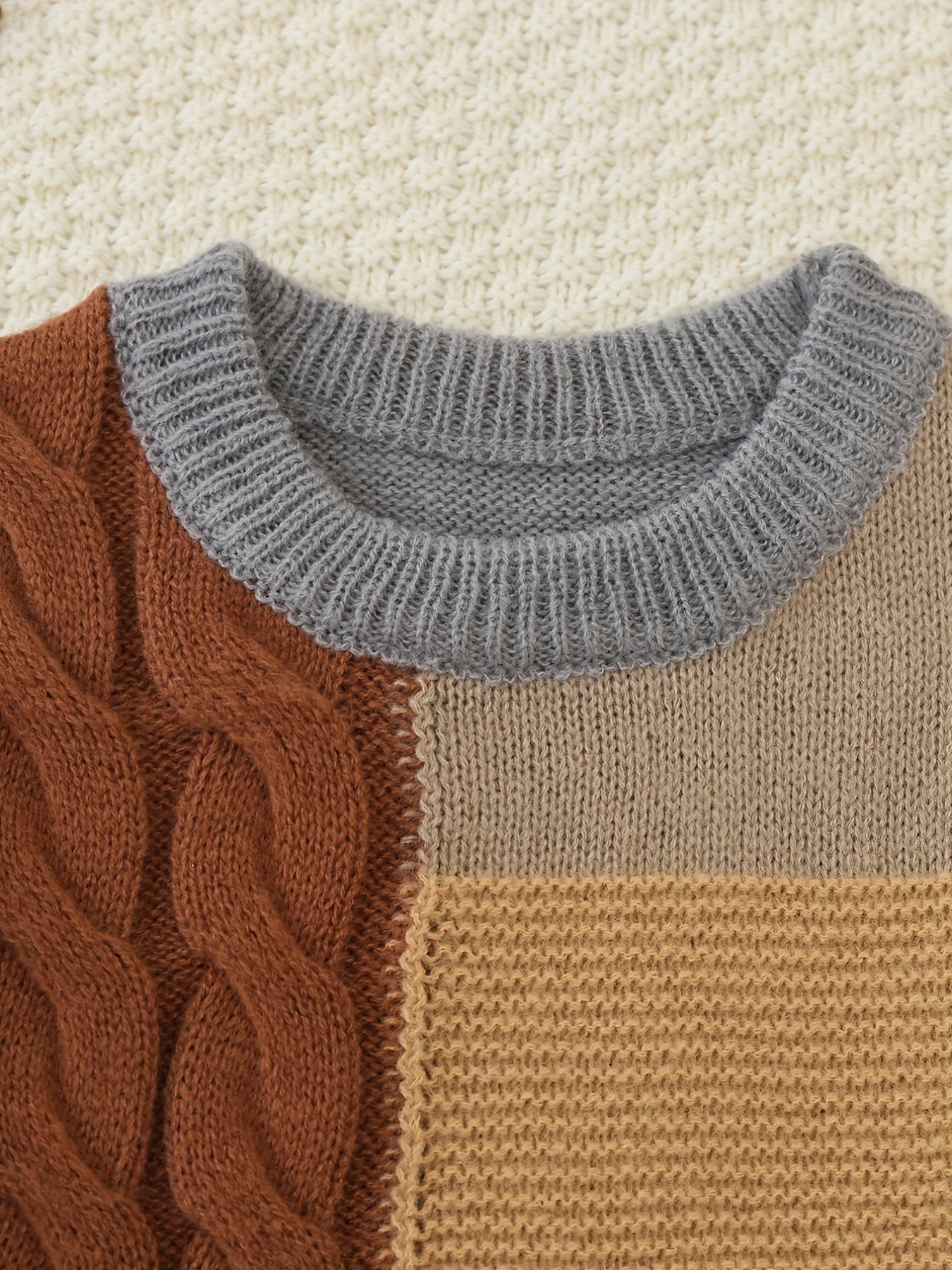 Boys Block Crew Neck Sweater Pullover For Spring Autumn