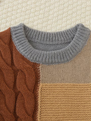 Boys Block Crew Neck Sweater Pullover For Spring Autumn