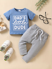 Baby Boys Dad's Little Dude T-shirt & Pants Set