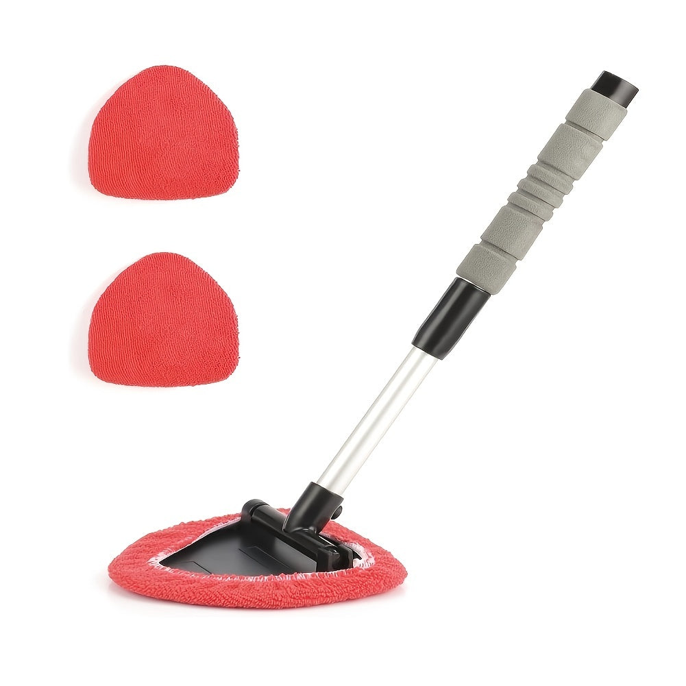 Car Window Cleaner with Long Reach Handle and Reusable Cloth