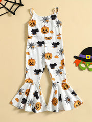 Toddler Halloween Pumpkin Jumpsuit Spaghetti Straps Romper