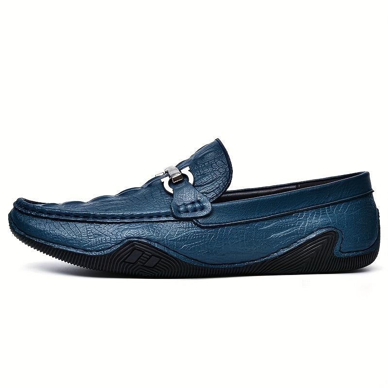 Men's Crocodile Embossed Horsebit Loafers Lightweight Non Slip Shoe