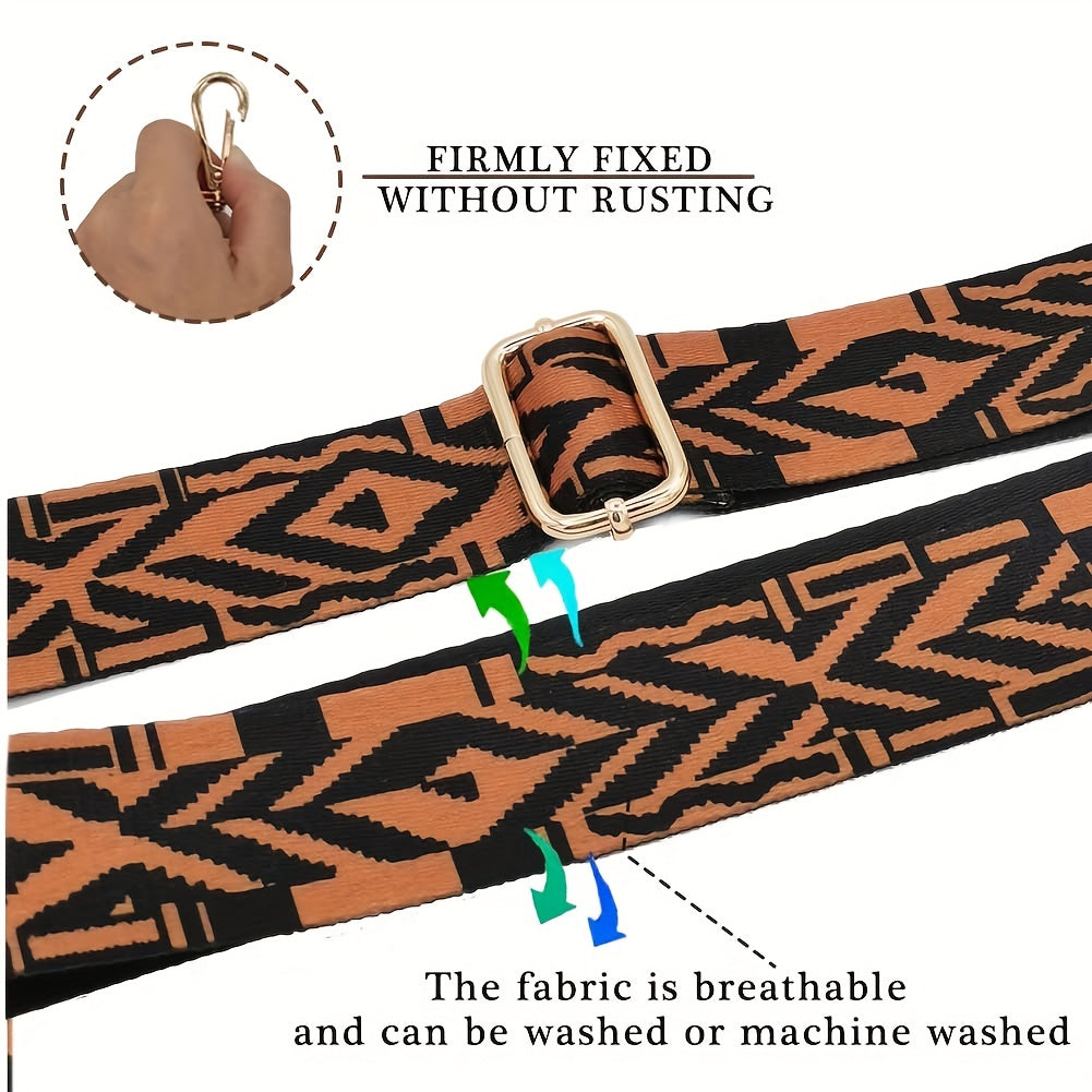 Vintage Geometric Pattern Shoulder Bag Strap Adjustable Replacement