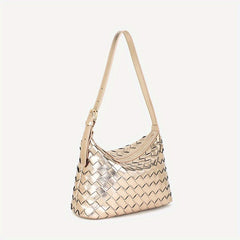 Women's Crossbody Shoulder Bag Golden Chevron Pattern Zipper Closure
