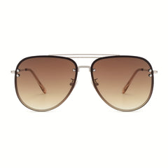 OUWEN Large Frame Sunshade Sunglasses Golden Gradient UV400 Protection