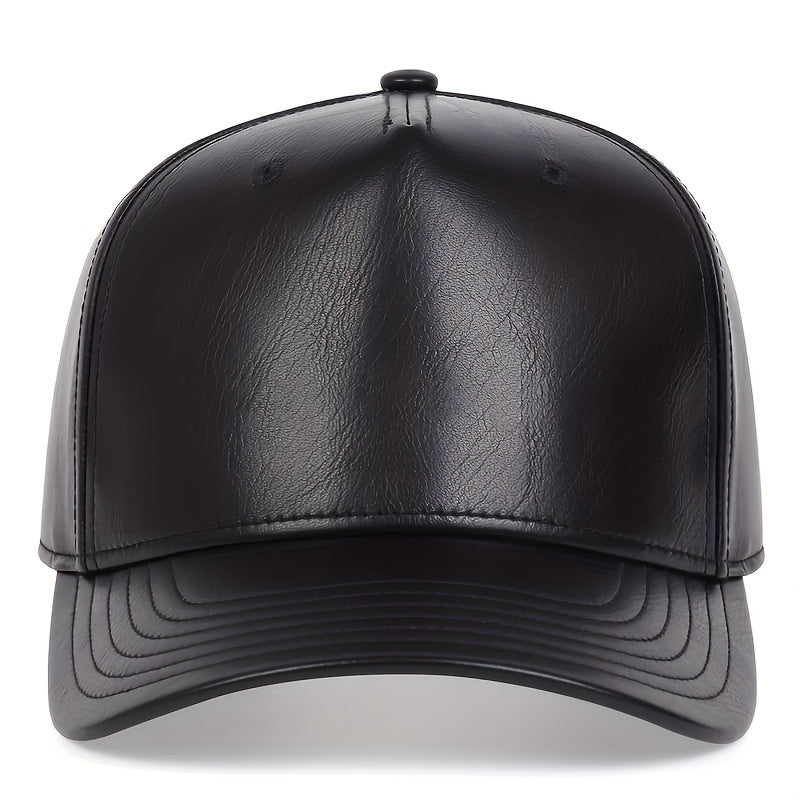 Men's PU Leather Baseball Cap Five-sided Hat