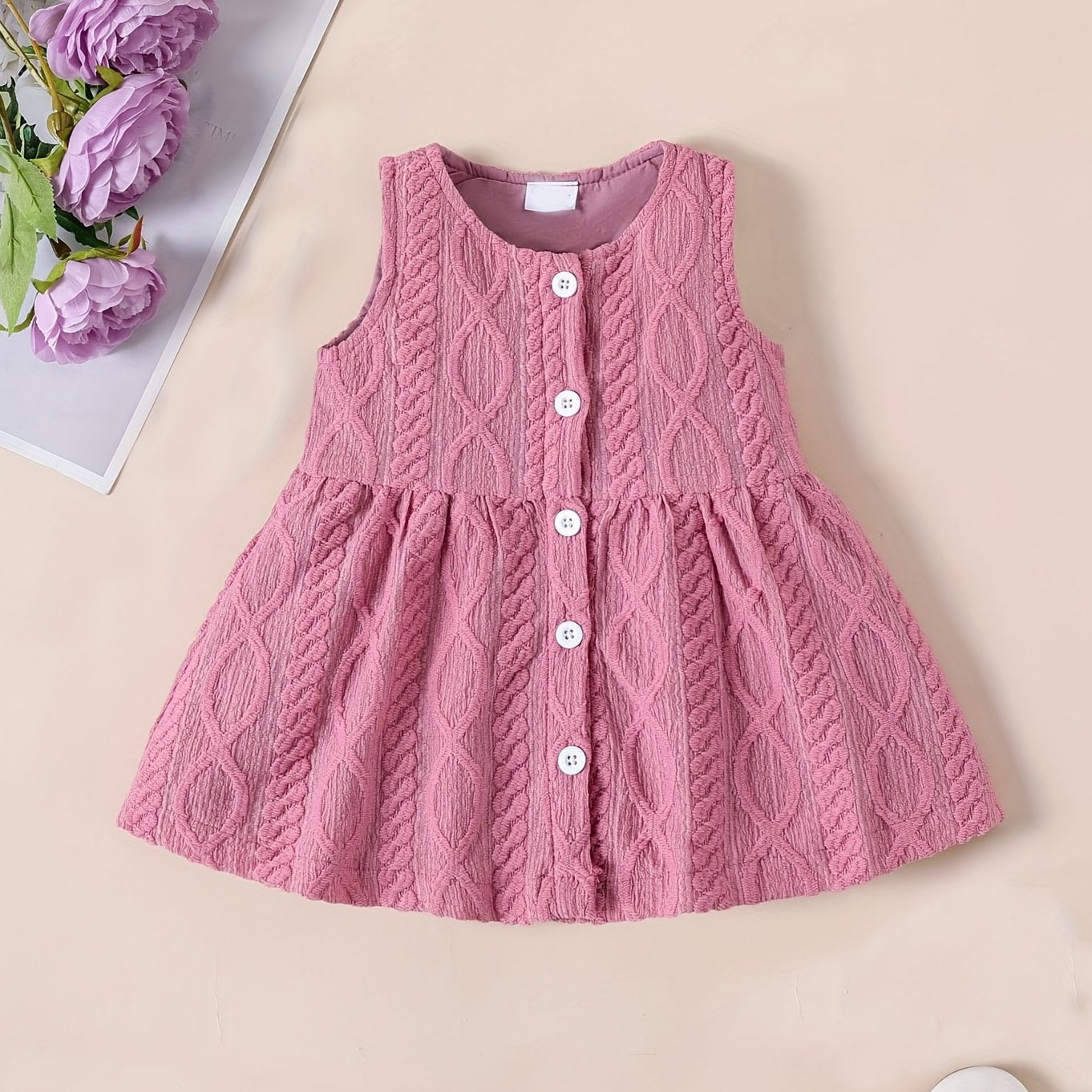 Toddler Baby Girls Cable Knit Sleeveless Dress