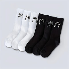 Men's Cartoon Animal Crew Socks Breathable Casual Unisex Socks