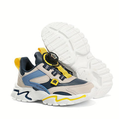 Boy's Chunky Shoes With Rotating Buckle Non Slip Sneakers
