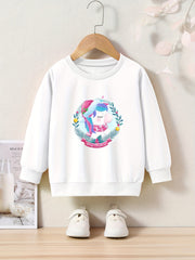 Unicorn Pattern Crew Neck Sweatshirt For Girls Kids