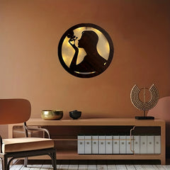 Children's Room LED Wall Clock Retro Wooden Sign Wall Sticker Hanging Lamp