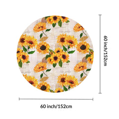 Vintage Bohemian Style Sunflower Tablecloth 60 Inch