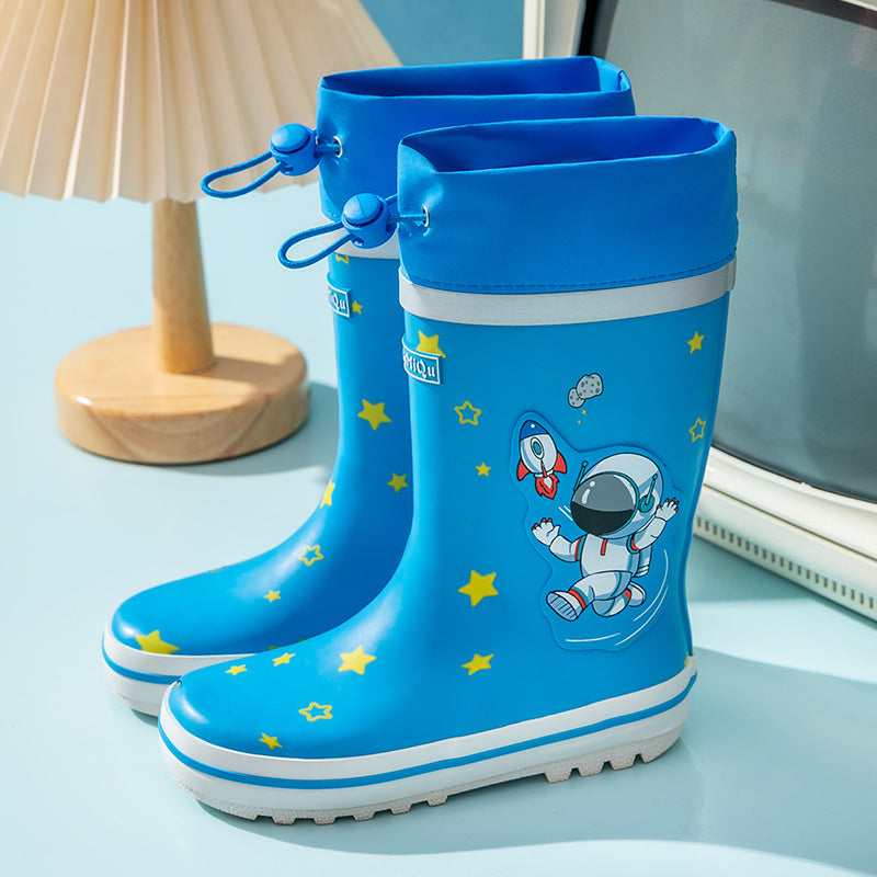Kids Cartoon Rain Boots Astronaut Bunny Print