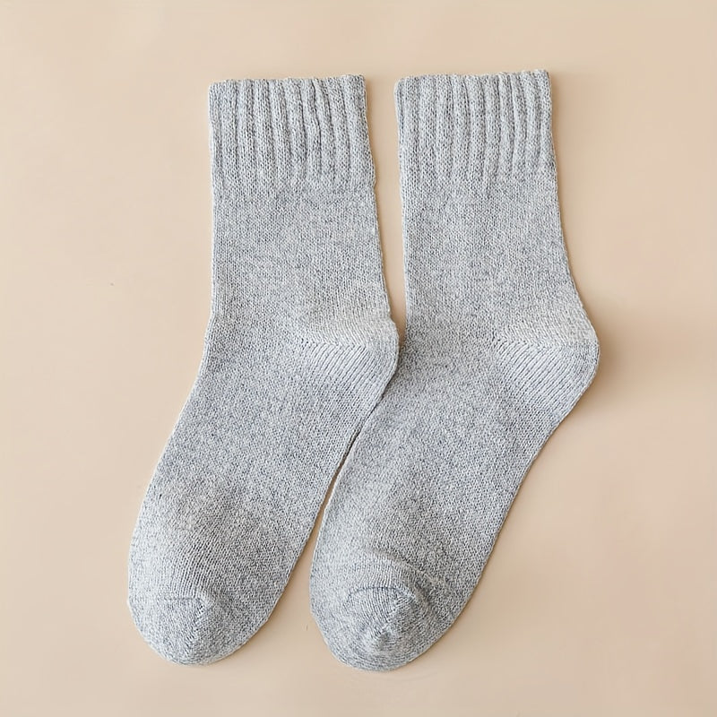 5 Pairs Women's Crew Socks Warm Mid Tube Stockings