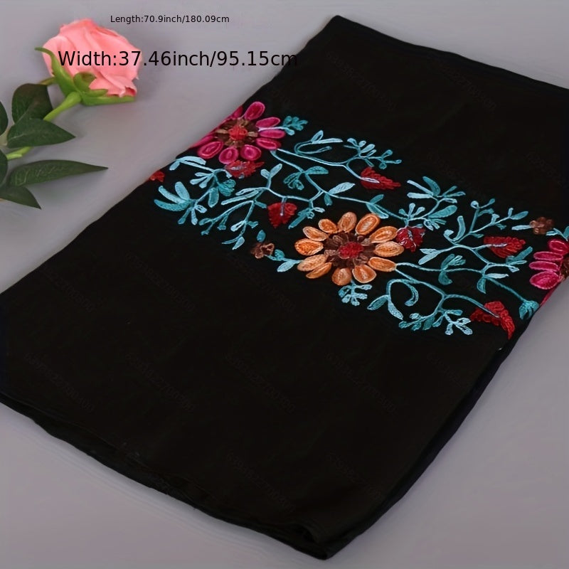Embroidered Floral Shawl Scarf Floral Bandana Scarves Neck Scarf Wrap