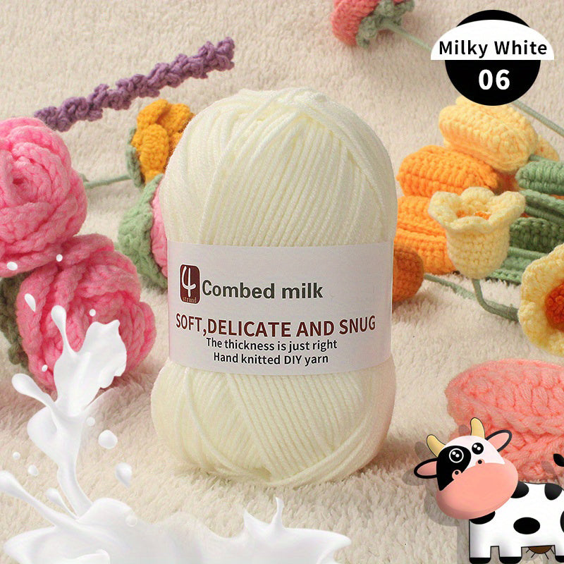 6pcs 4 Strands Combed Cotton Yarn For DIY Crochet Knitting Sweater Doll Flower