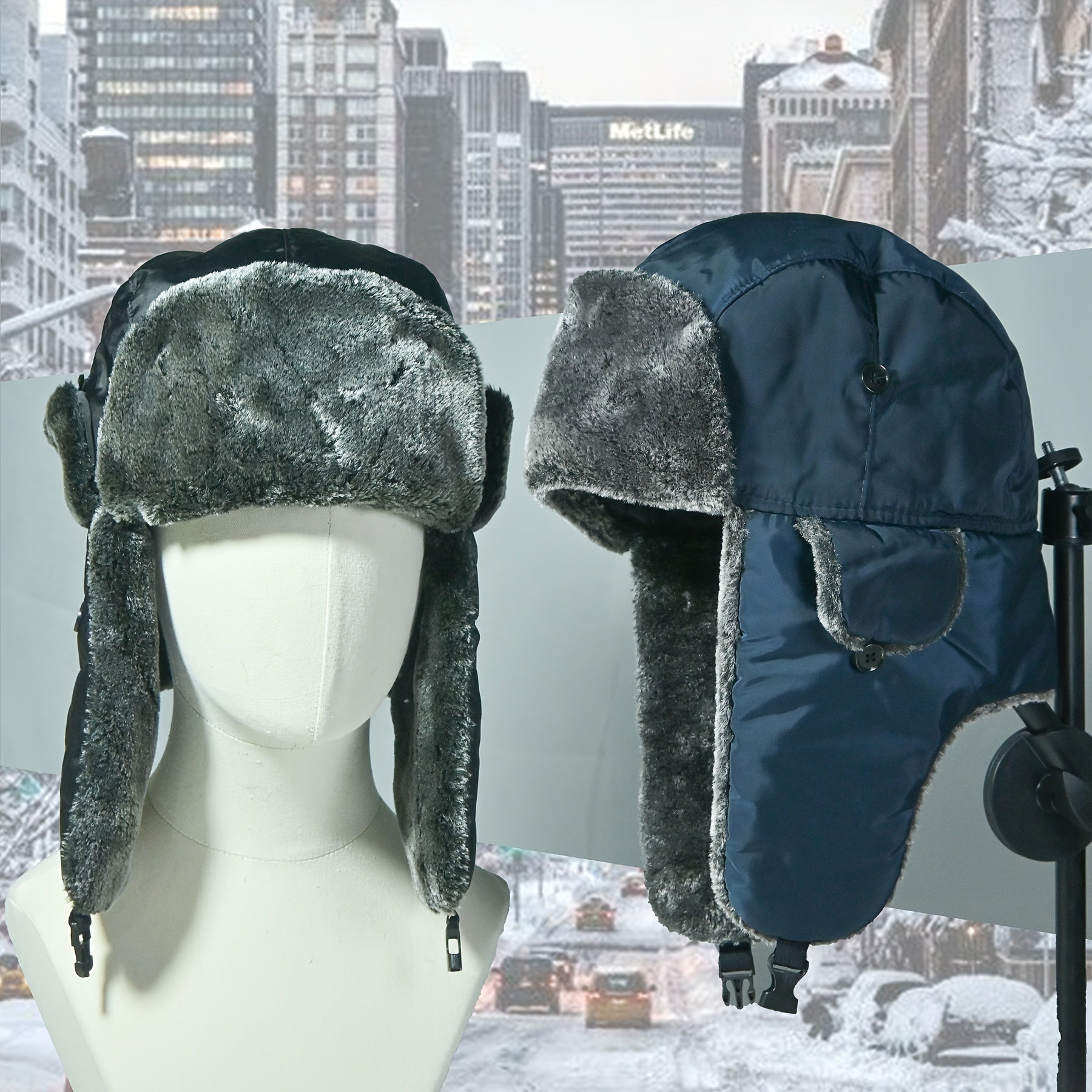 Outdoor Thickened Windproof Fuzzy Warm Hats with Ear Protection