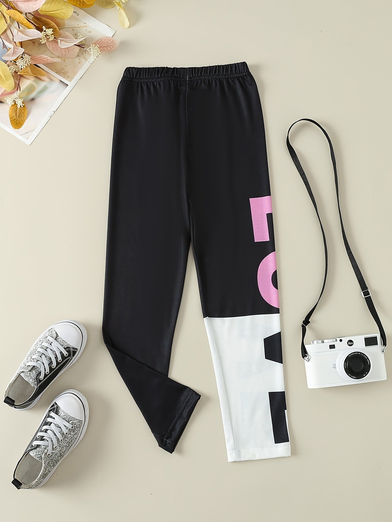 Girls Printed Sports Leggings High Waist Yoga Pants